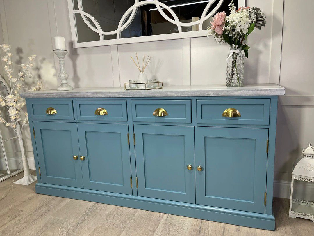 Farrow and Ball Stone Blue 86 cabinets