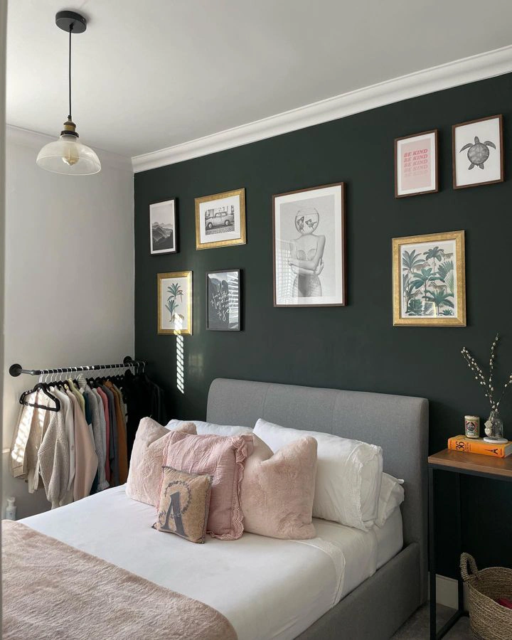 Farrow and Ball Studio Green 93 accent wall