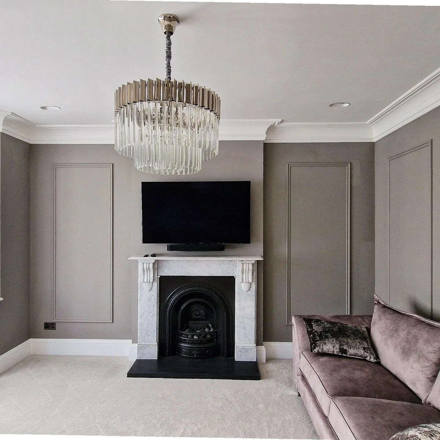 Farrow and Ball Worsted 284 living room interior