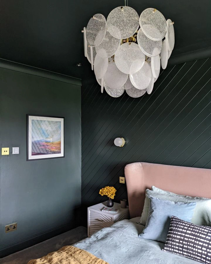 Little Greene Obsidian Green 216 bedroom panelling