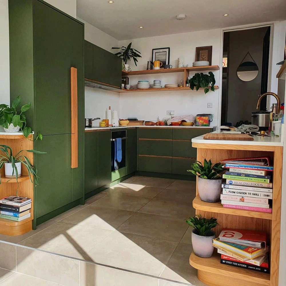 Little Greene Olive Colour 72 kitchen cabinets