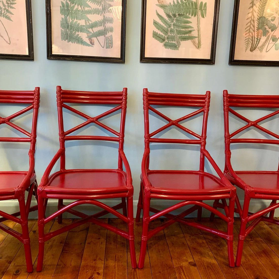 Little Greene Theatre Red 192 painted chairs
