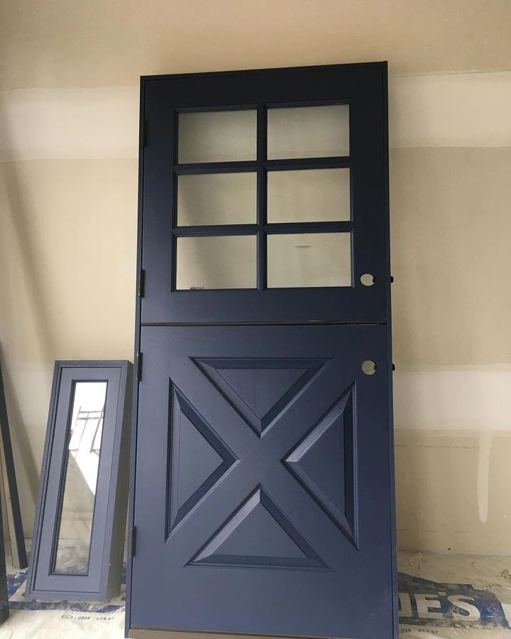 Navy blue painted door by Sherwin Williams Naval SW 6244 paint