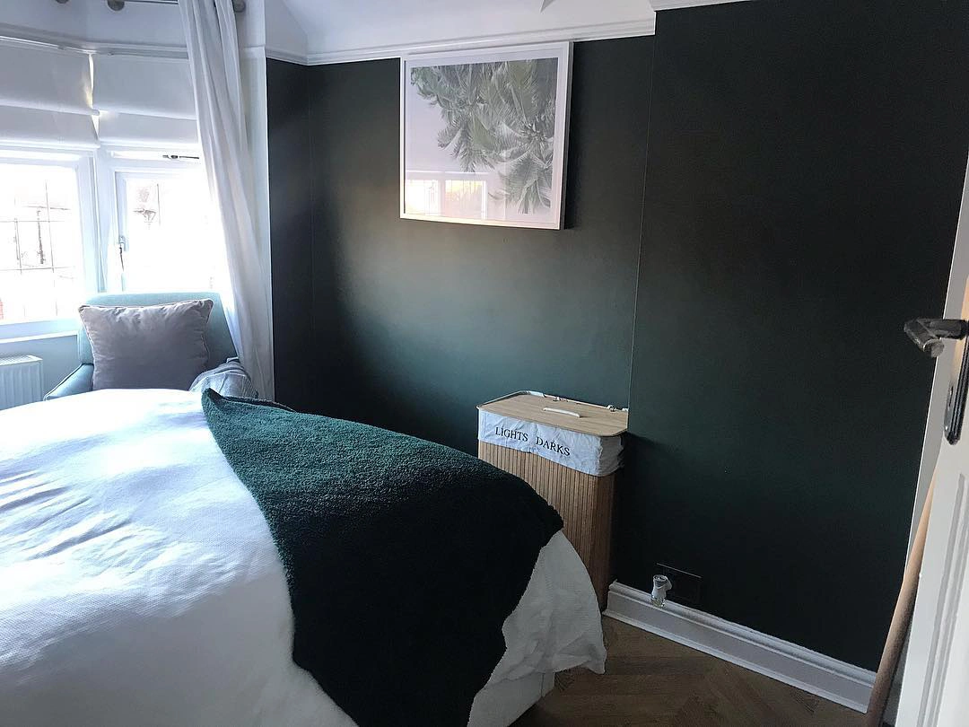 dark green wall paint color Dulux Palm Night
