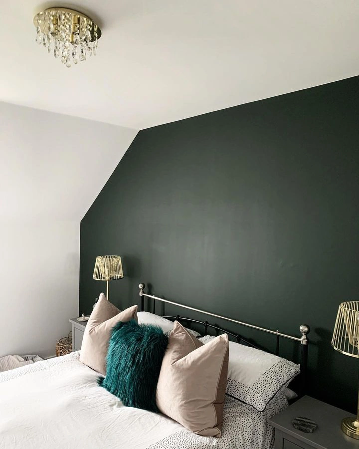 Dulux Palm Night accent wall in a bedroom