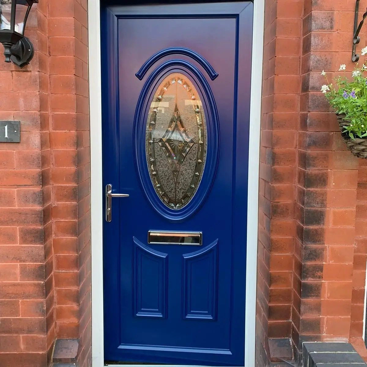 Sapphire blue RAL 5003 entrance door