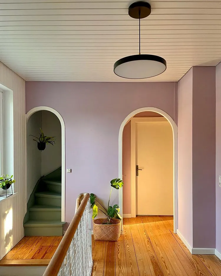 Arch in interior with color Sugared Almond Farrow and Ball