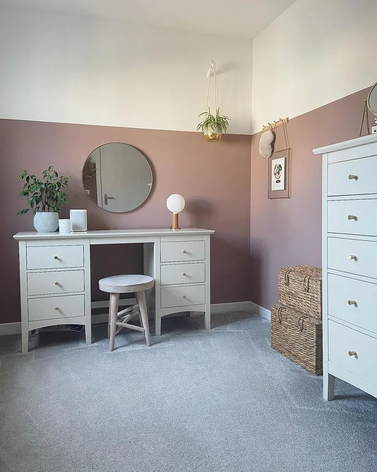 Interior with paint color Farrow and Ball Sulking Room Pink 294