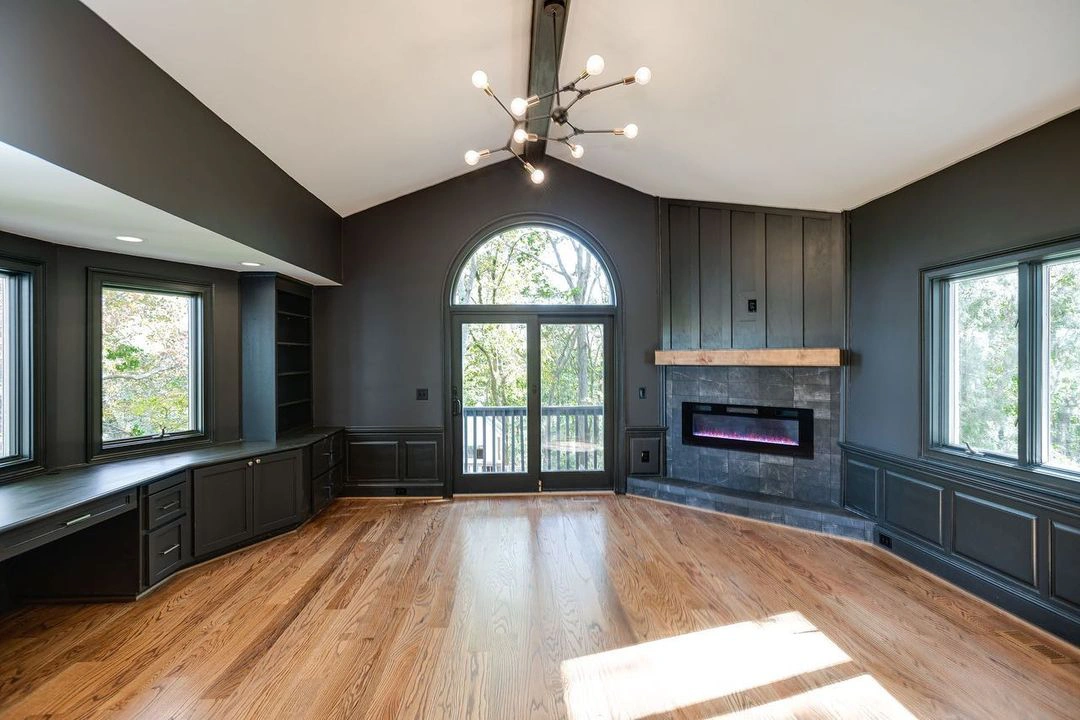 Black walls in a house Sherwin Williams SW7069 color