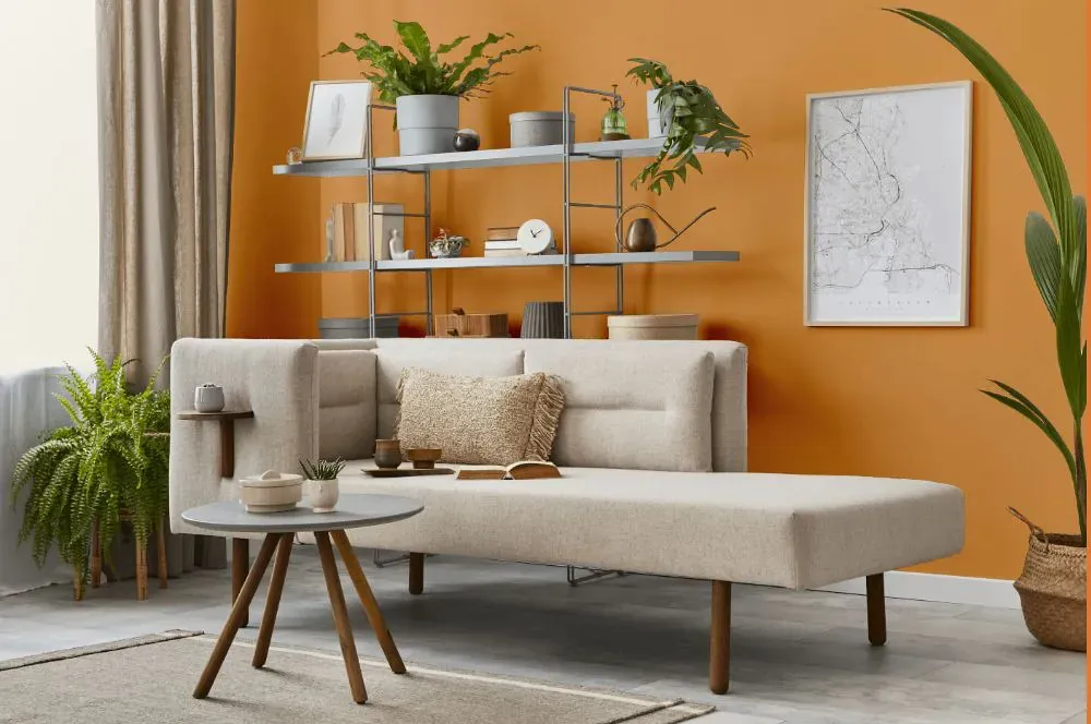 Sherwin Williams Adventure Orange living room