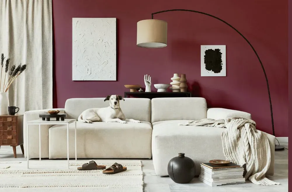 Sherwin Williams Aged Wine cozy living room