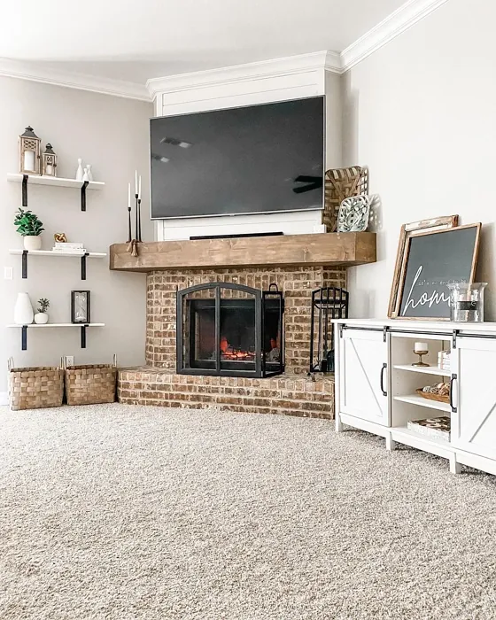 Sherwin Williams SW 7029 living room fireplace 