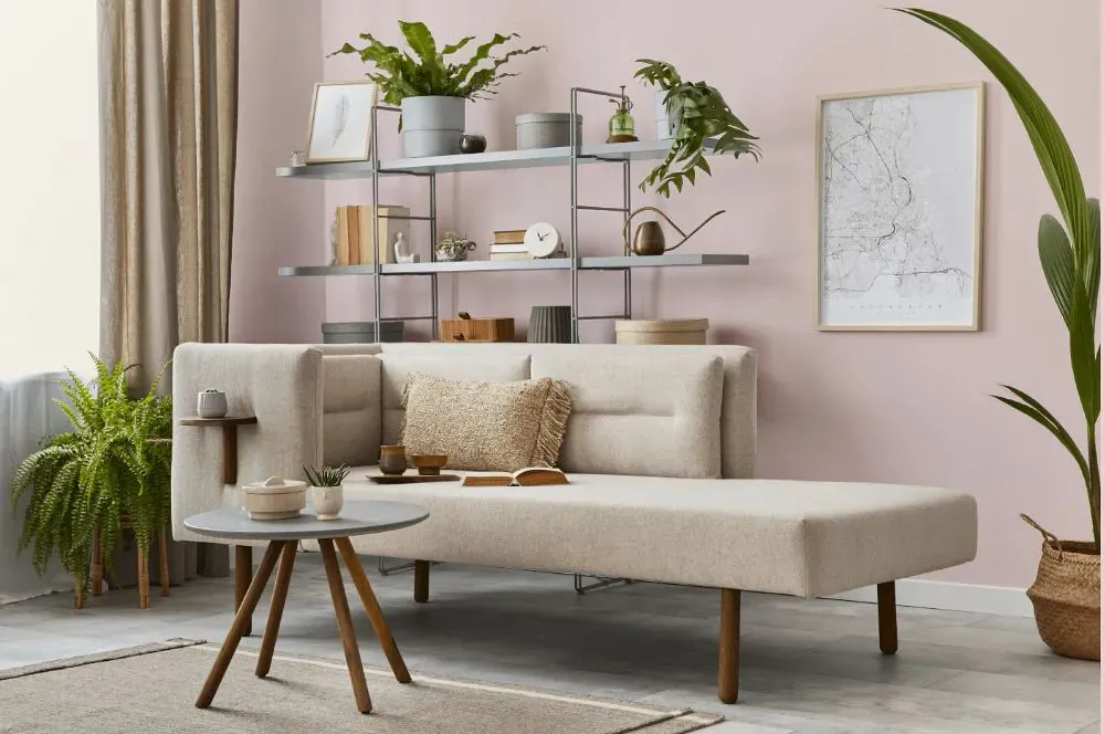 Sherwin Williams Amour Pink living room