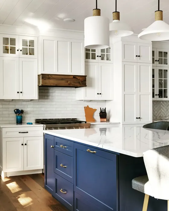 Sherwin Williams Anchors Aweigh kitchen cabinets color