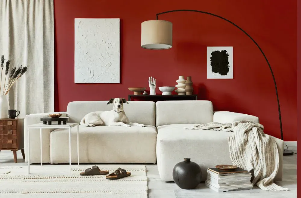 Sherwin Williams Antique Red cozy living room