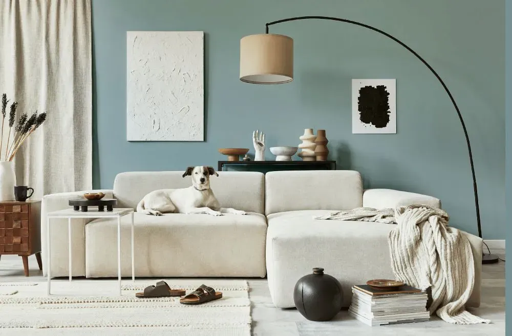 Sherwin Williams Aqua-Sphere cozy living room