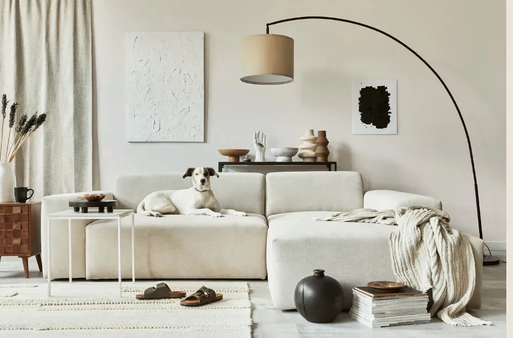 Sherwin Williams Arcade White cozy living room