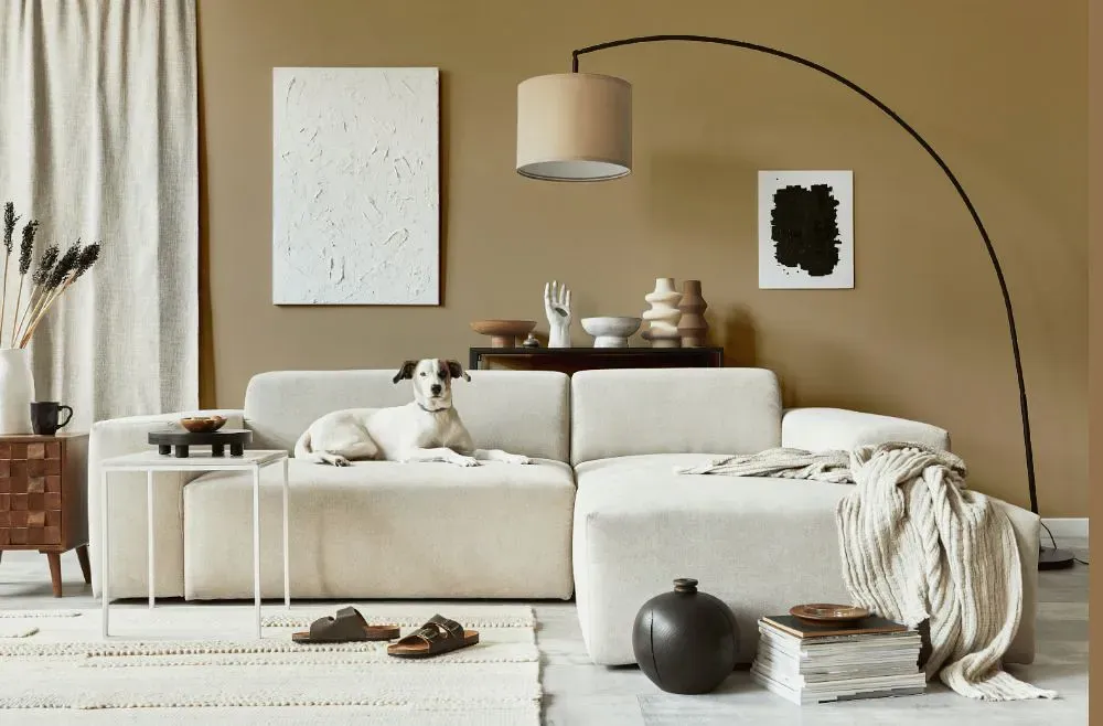 Sherwin Williams Artisan Tan cozy living room