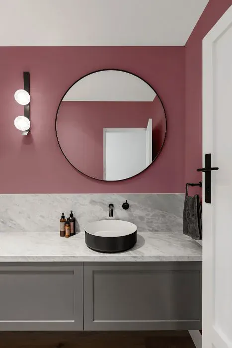 Sherwin Williams Audrey's Blush minimalist bathroom