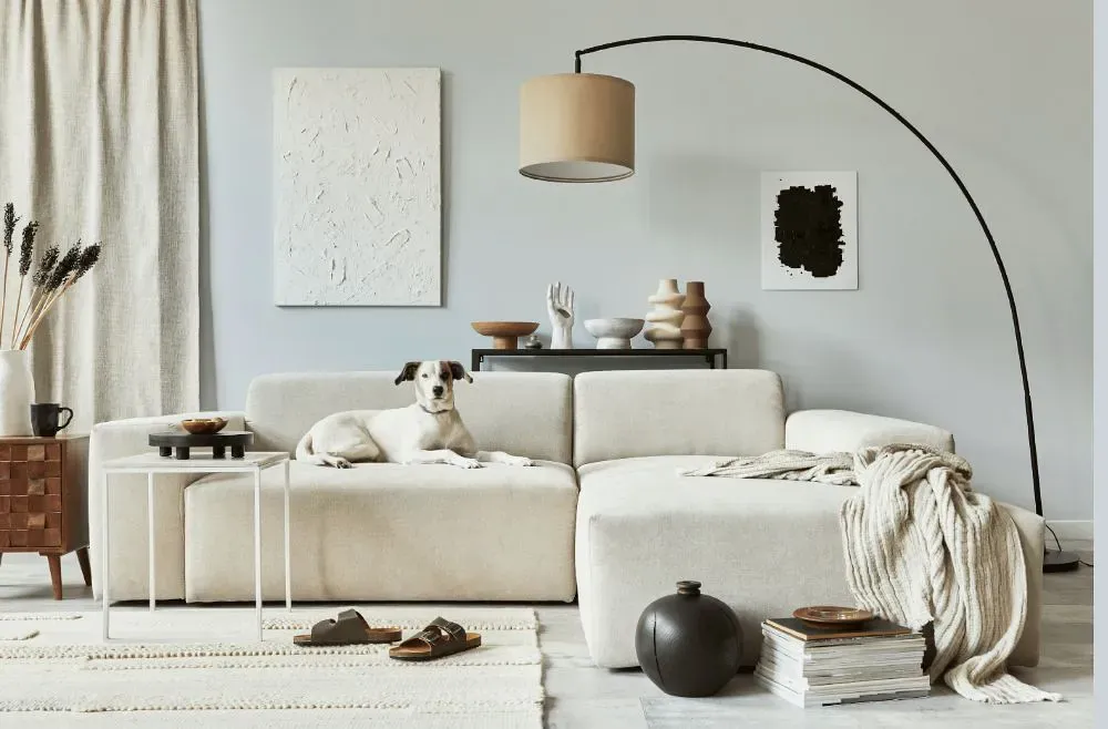 Sherwin Williams Aura White cozy living room