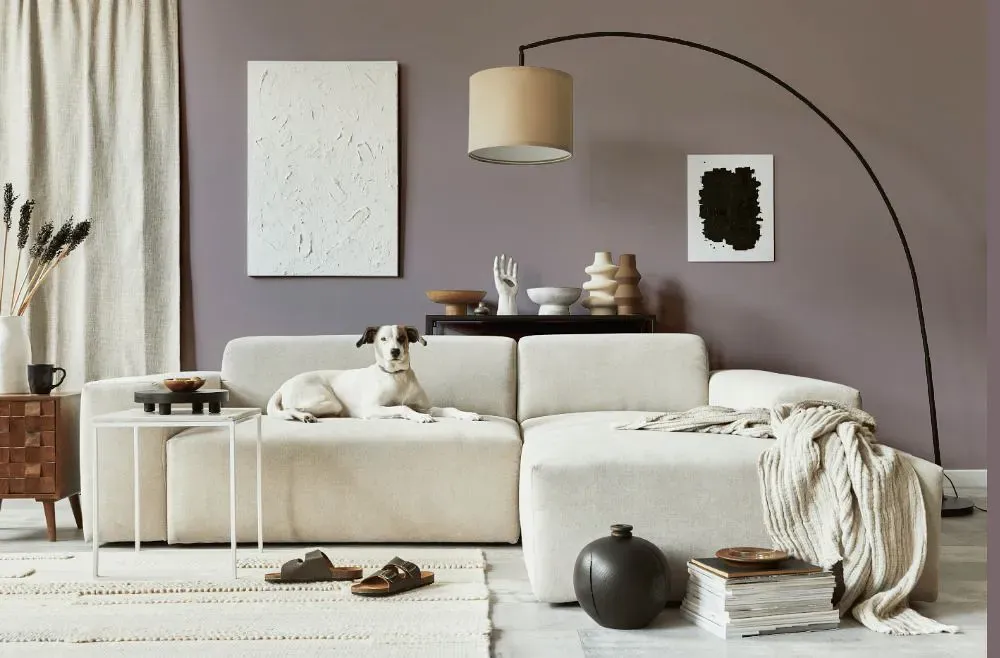 Sherwin Williams Autumn Orchid cozy living room