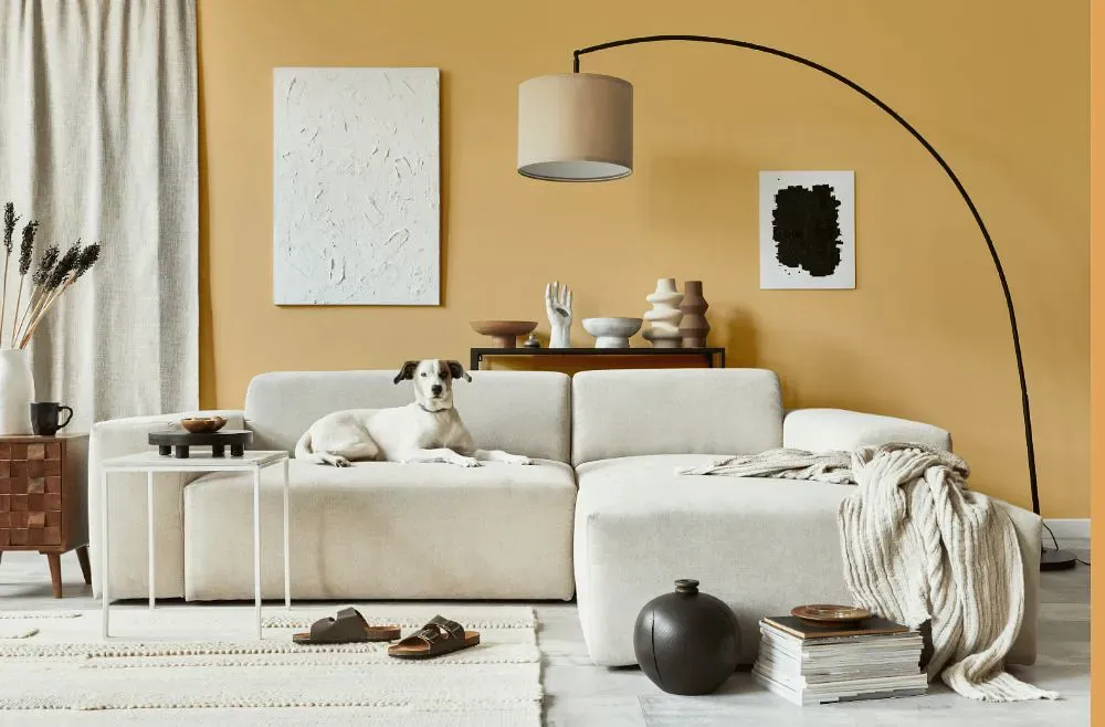 Sherwin Williams Bee's Wax cozy living room