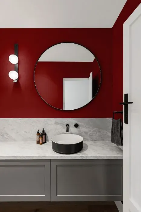 Sherwin Williams Beetroot minimalist bathroom