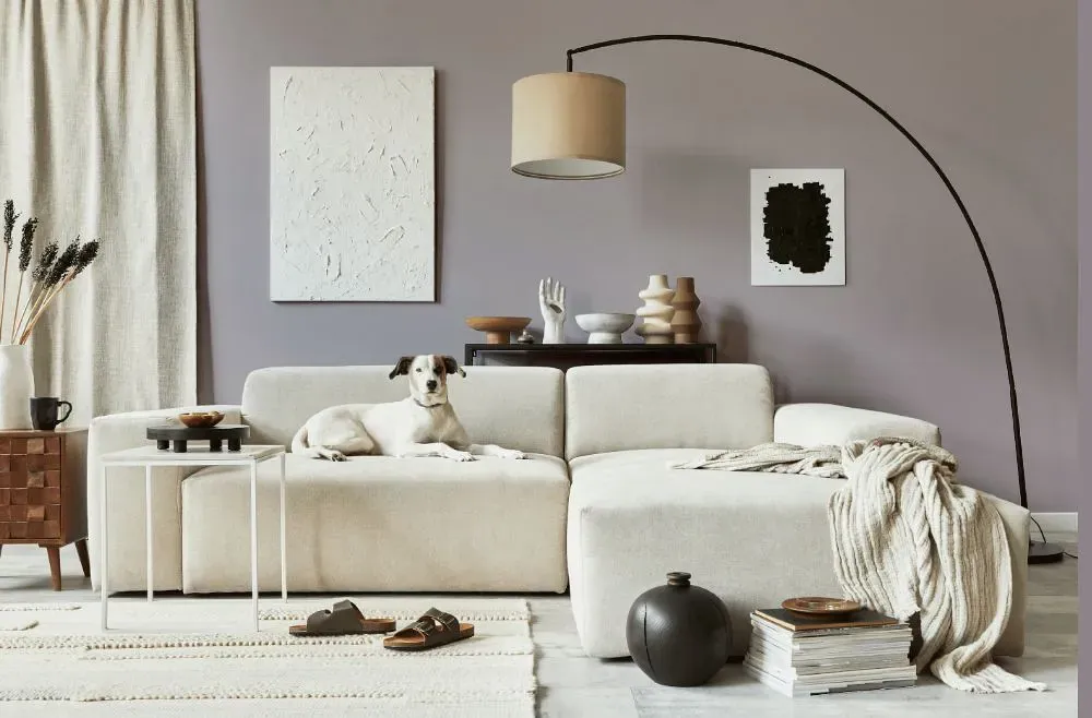 Sherwin Williams Beguiling Mauve cozy living room