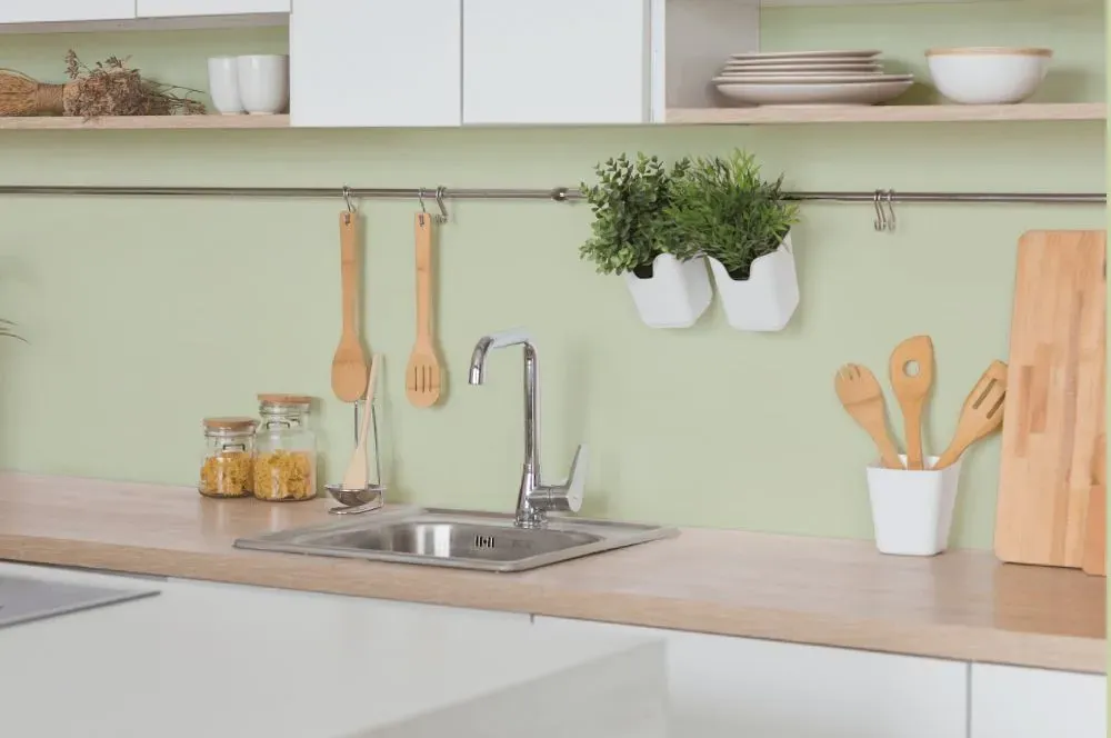 Behr Airy Green kitchen backsplash