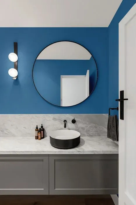 Behr Alpha Blue minimalist bathroom