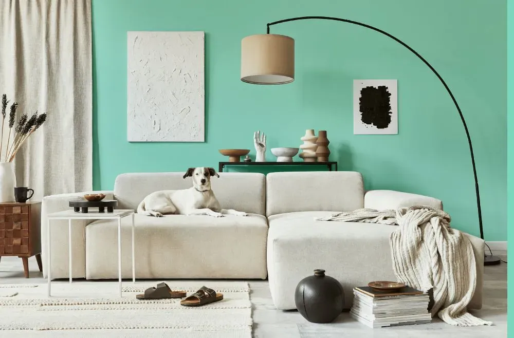 Behr Aqua Wish cozy living room