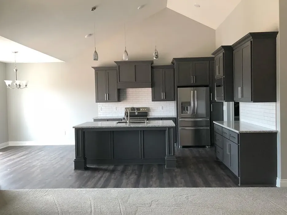 Behr Asphalt Gray kitchen cabinets 