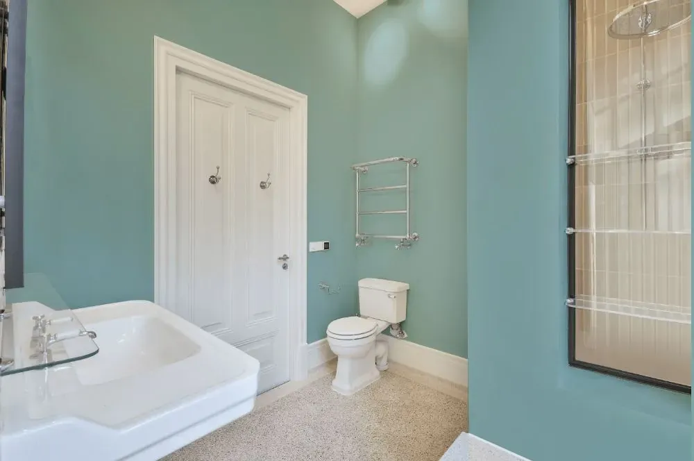 Behr Aspiring Blue bathroom