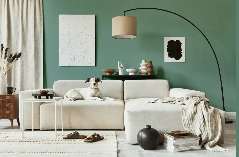 Behr Australian Jade cozy living room