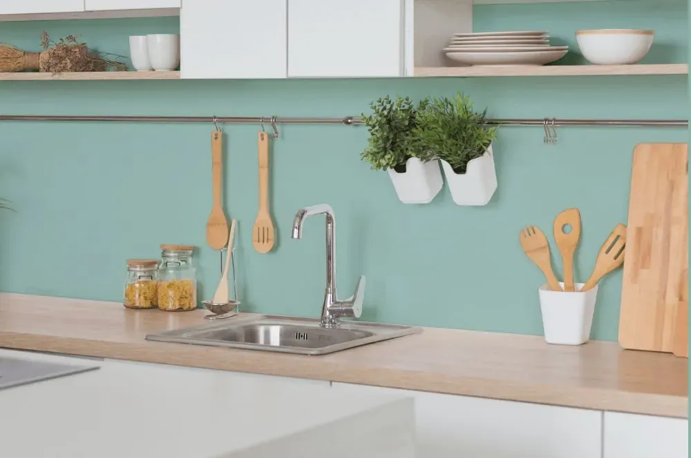 Behr Baby Aqua kitchen backsplash