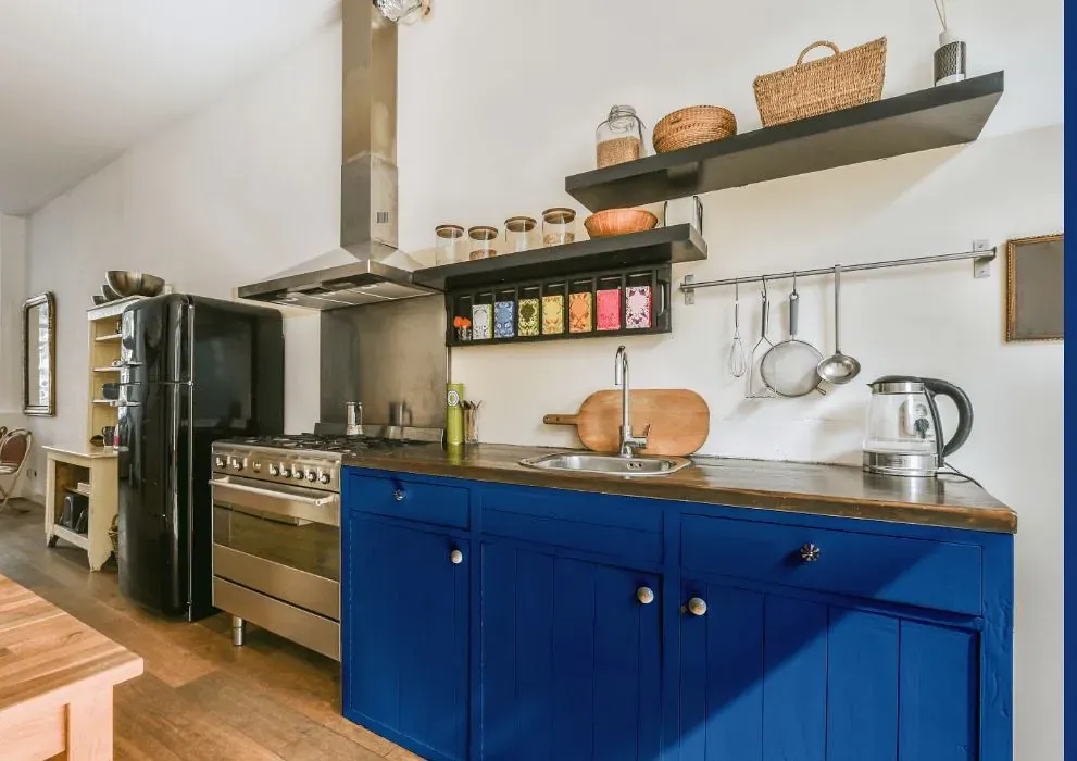 Behr Beacon Blue kitchen cabinets