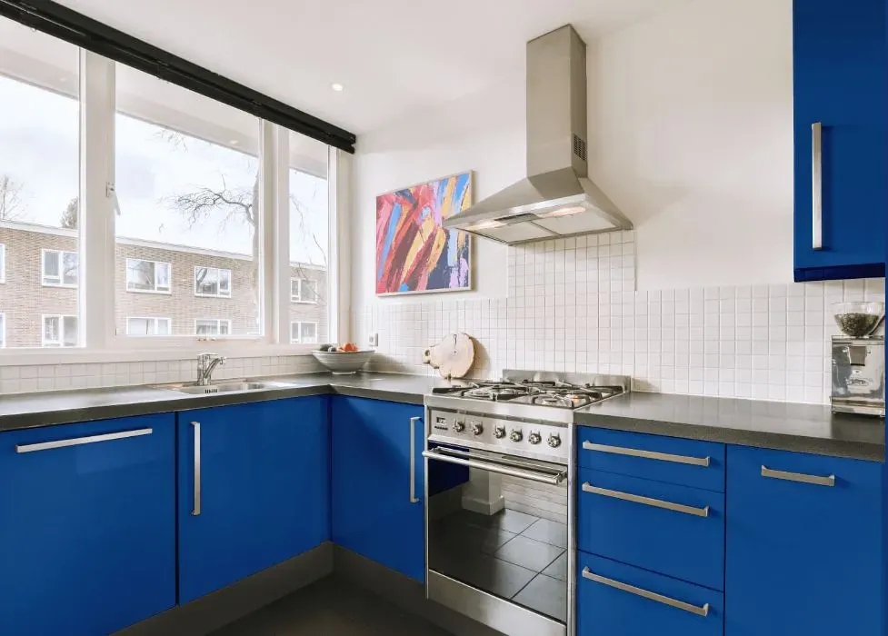 Behr Beacon Blue kitchen cabinets