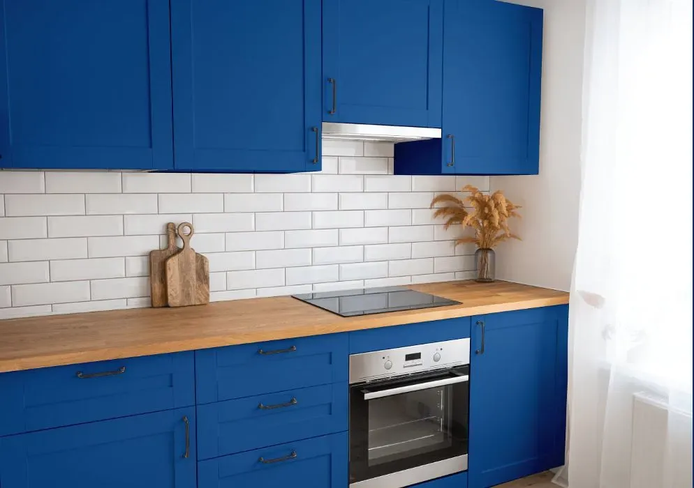 Behr Beacon Blue kitchen cabinets