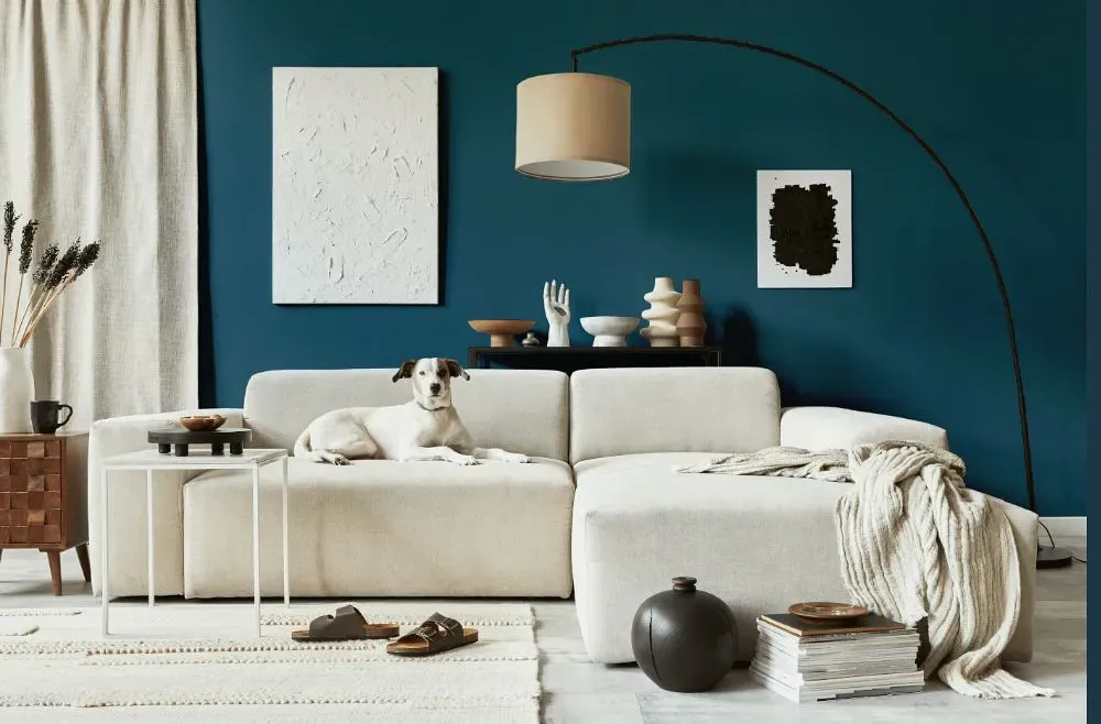 Behr Bermudan Blue cozy living room