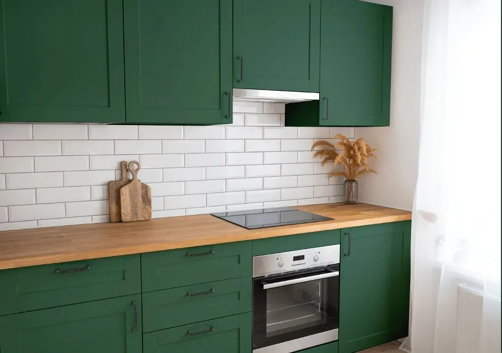 Behr Billiard Green kitchen cabinets