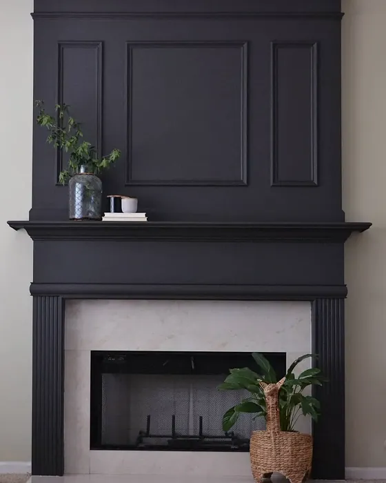 Behr Black Mocha living room fireplace 