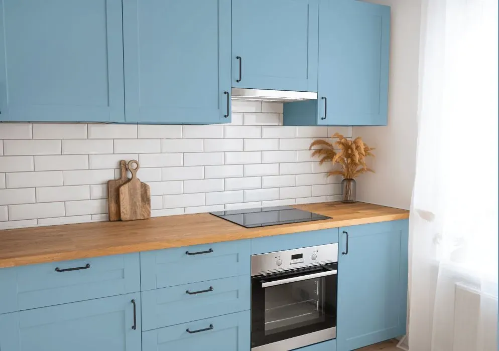 Behr Blue Chalk kitchen cabinets