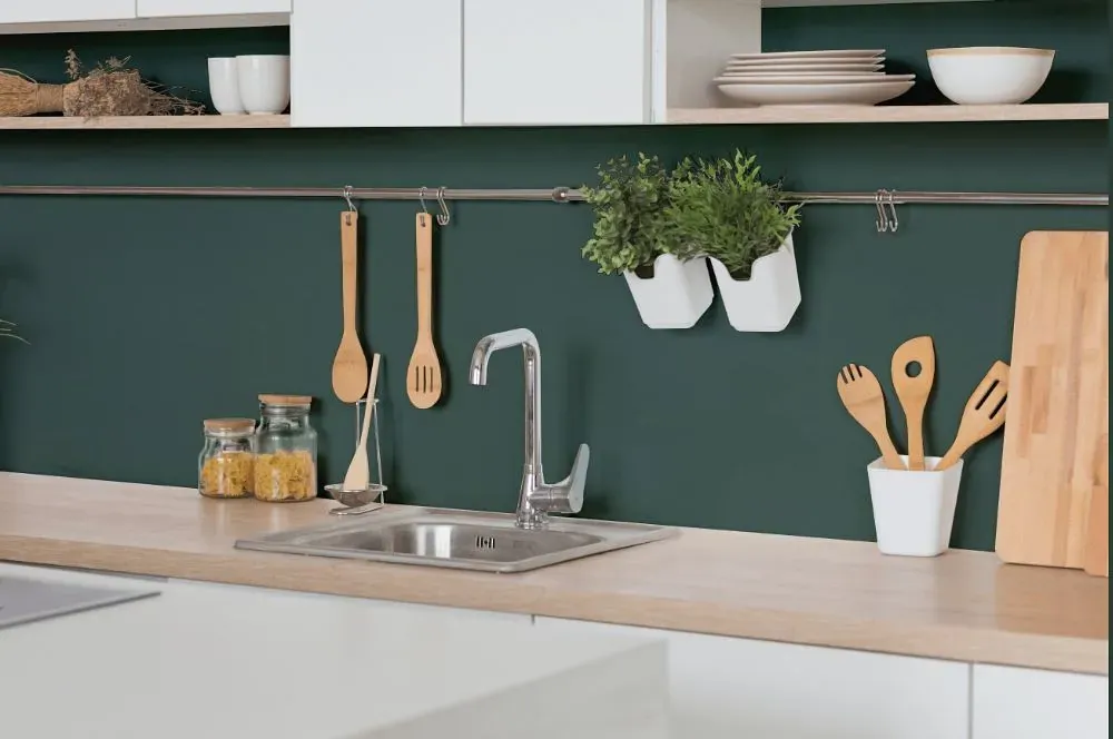 Behr Blue Fir kitchen backsplash