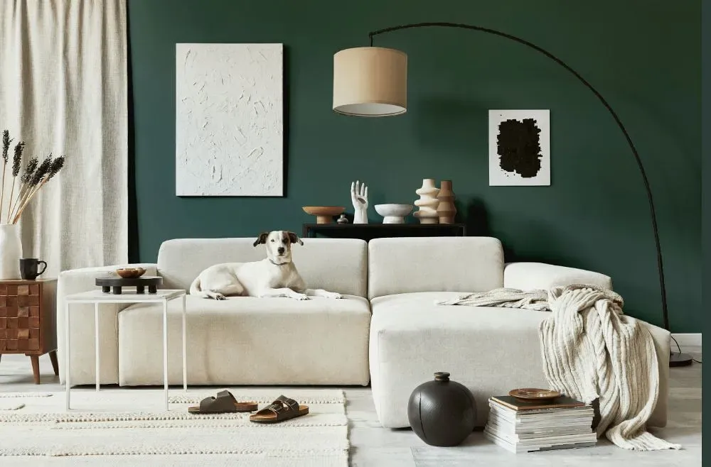 Behr Blue Fir cozy living room