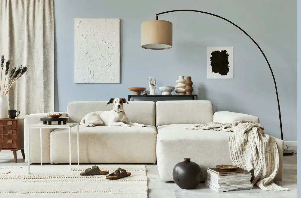 Behr Blue Gossamer cozy living room