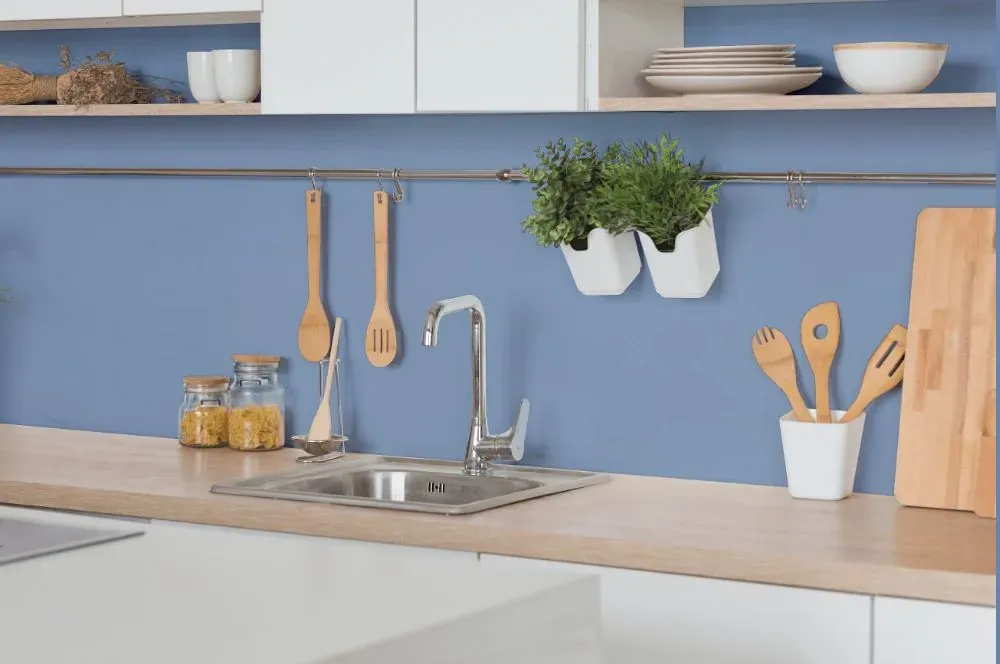 Behr Blue Hydrangea kitchen backsplash