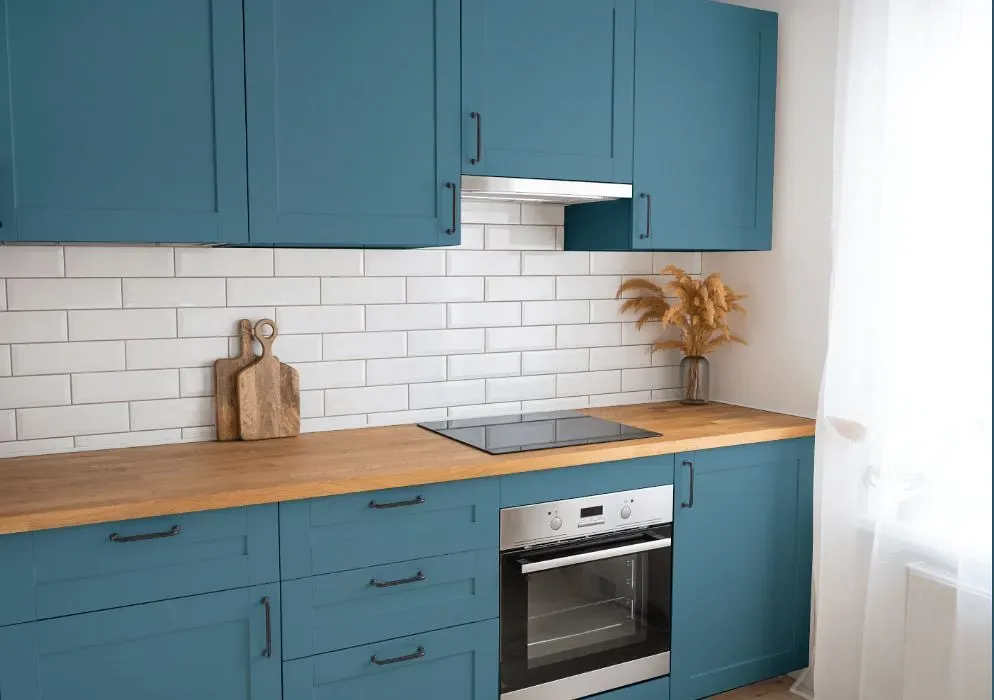 Behr Blue Moon Bay kitchen cabinets