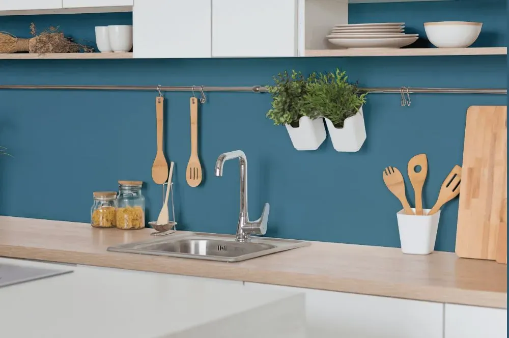 Behr Blue Moon Bay kitchen backsplash