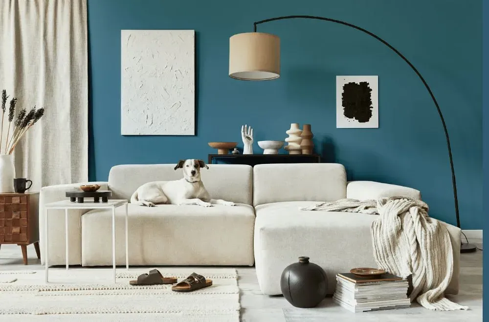 Behr Blue Moon Bay cozy living room