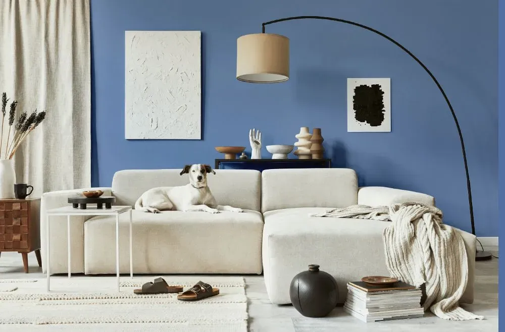 Behr Blue Satin cozy living room